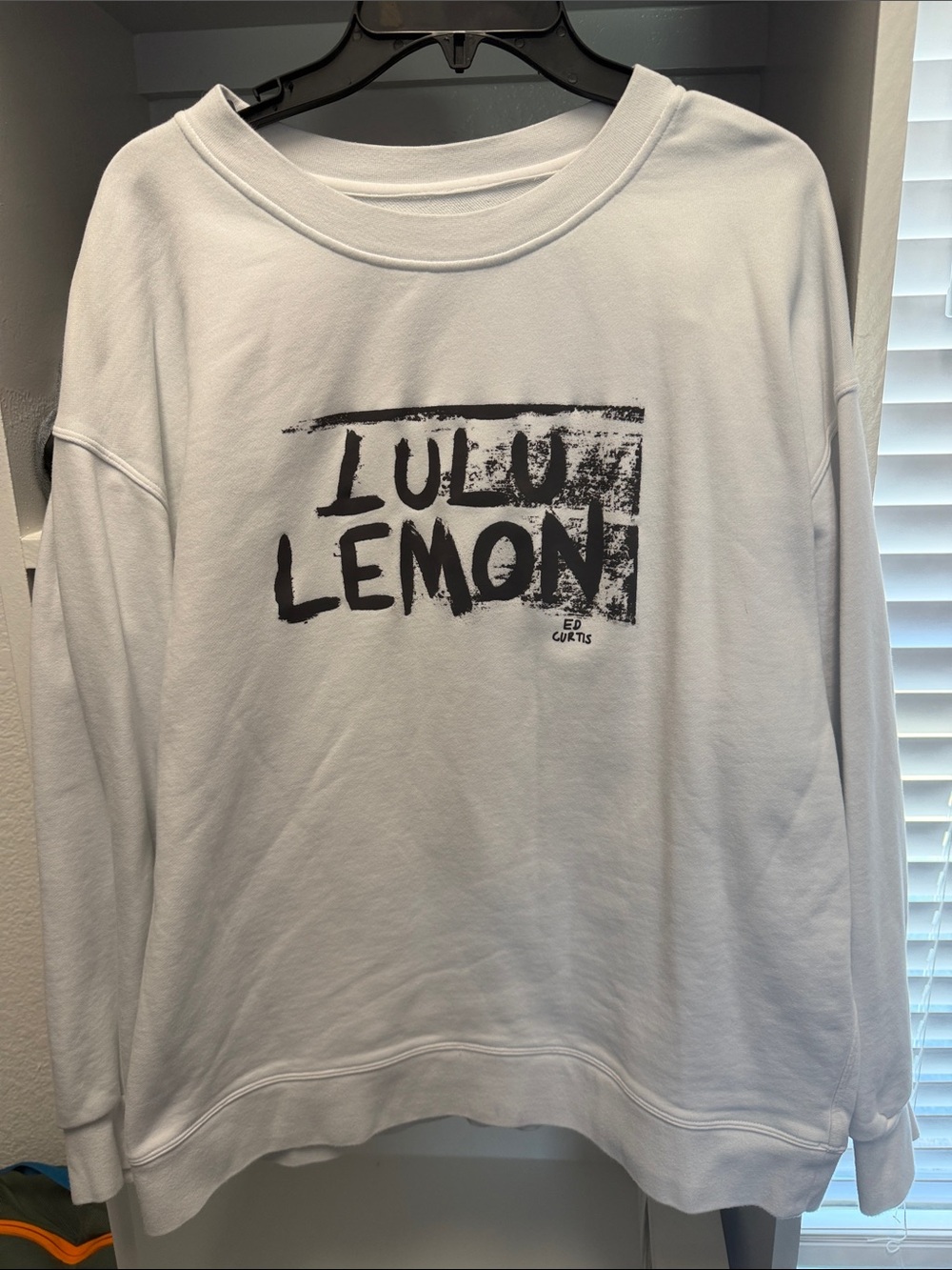 lululemon athletica White Crewneck with Black Graphic Logo- Ed Curtis edition